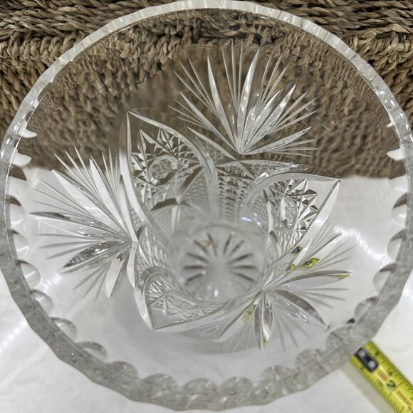 Vintage Lead Crystal Star of David Vase 9” Elegant Decorative Glass - Picture 3 of 9